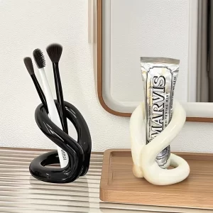 Modern Black And White Rope Ceramic Toothbrush Rack Storage Rack Lovers Toilet Dental Toothpaste Decoration Storage Rack