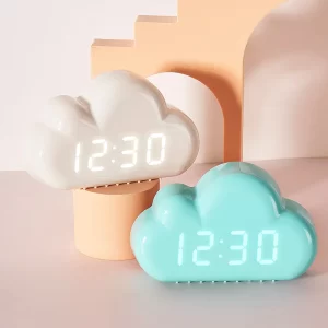 Creative Alarm Clock Cloud Shape Voice Control Led Clock Bedside Snooze Alarm Student Luminous Electronic Clock Table Clock