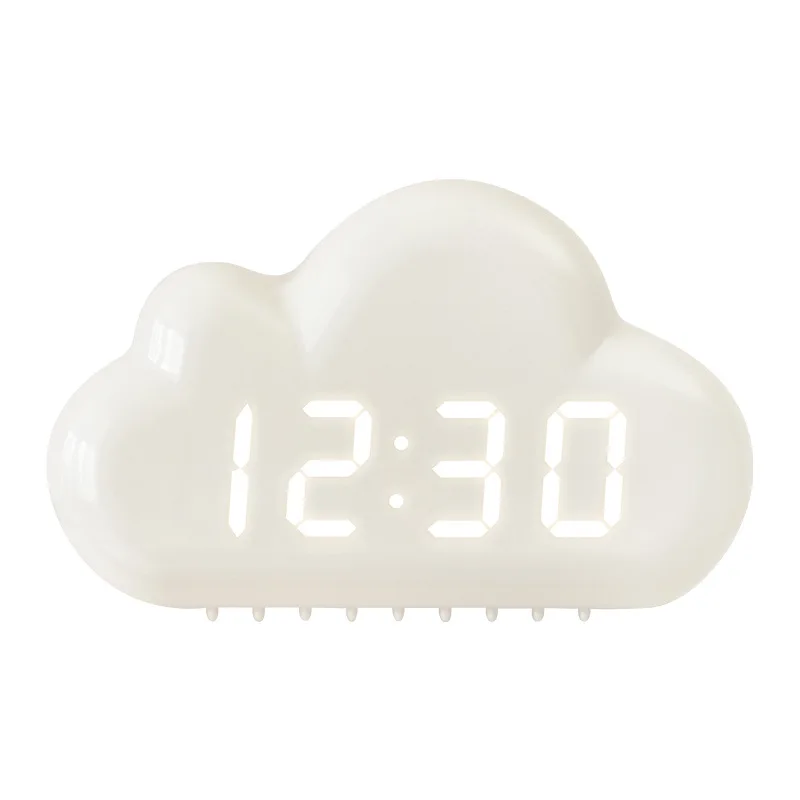 Creative Alarm Clock Cloud Shape Voice Control Led Clock Bedside Snooze Alarm Student Luminous Electronic Clock Table Clock - Image 5