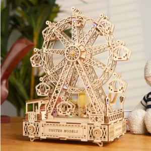 Music Ferris Wheel Music Box 3d Stereo Puzzle Wooden Puzzle Assembled Diy Creative Handmade Gift Installation Battery Color Ferr