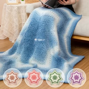 130cm Diy Blanket Blanket, Handmade Material Package, Hand-woven Seven-star Blanket, Gradient Wool Thread Shawl, Blanket Crochet