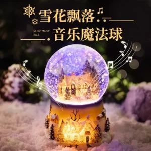 Sky City Crystal Ball Christmas And Children's Day Gifts: Glowing Music Box, Music Box, Automatic Snowfall Figurine