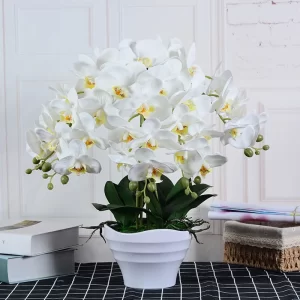 47cm Hand-feel Artificial Flower Phalaenopsis Bonsai Living Room Decoration Flower Company Hotel Lobby Flower Fake Flower Decora