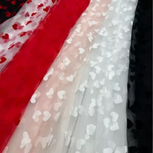 1.5m Wide Love Flocking Flower Mesh Fabric Lace Dress Dress Skirt Transparent Soft Gauze Skirt High-grade Skirt Lace Accessories