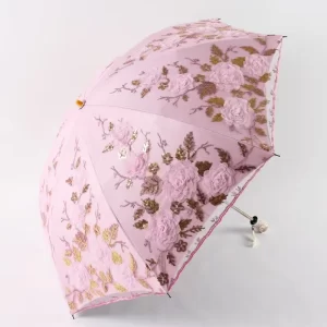 Two-fold Double-layer Embroidered Umbrella Sun Protection Uv Protection Sunshade Lace Embroidered Umbrella Sunny And Rainy Days