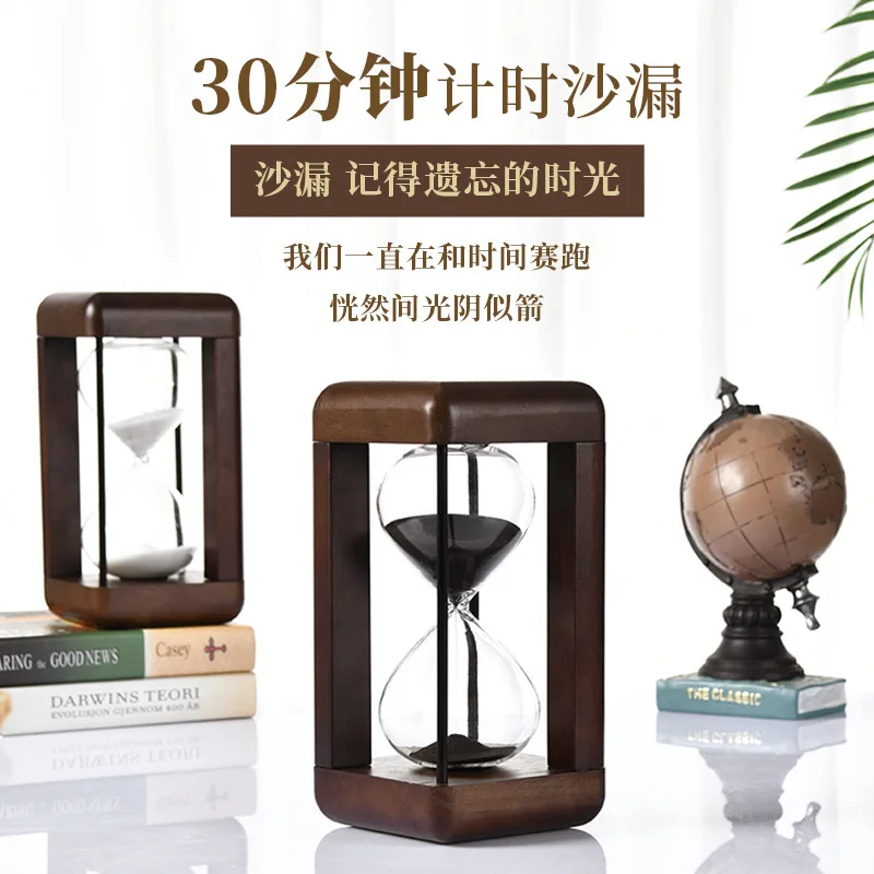 Retro Nostalgic Hourglass, Advanced Wood Glass Hourglass Timer 15 Minutes 30 Minutes Time Gift Home Style Premium Gift - Image 2
