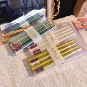 4 In A Box Of Classic Color Plating Long Rod Candles Single 60g Power Failure Emergency Lighting Candles Smokeless Romantic Wedd