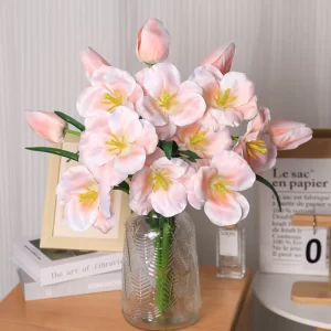 5pc 45cm Flip Tulip Artificial Flower With Leaf Large Petals Artificial Tulip Wedding Decoration Flower Arrangement Material Hol
