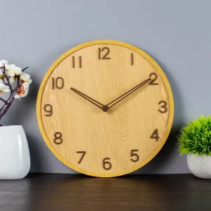 12 Inch 30cm Double-layer Wooden Round Stereo Wall Clock Living Room Watch Wall-mounted Log Wind Mute Quartz Clock Wall-mounted
