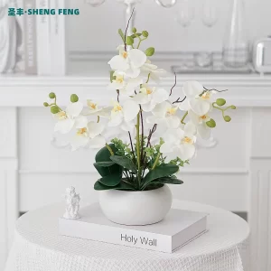 36 Cm Phalaenopsis Artificial Flower Potted Suit Gel Feel Fake Flower Ornaments Living Room Decoration Flower-arranging Ceramic