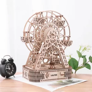 Wooden Ferris Wheel Music Box Diy 3d Puzzle Difficult Assembled Ferris Wheel Wooden Model Creative Hand Assembled Music Box For