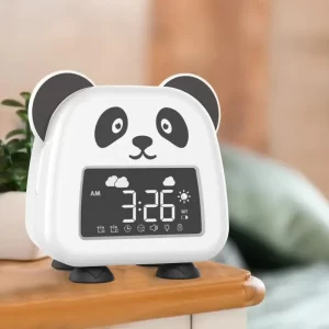 Cartoon Panda Alarm Clock Student Rechargeable Children Digital Desk Clock Study Bedroom Thermometer Inverter Clock
