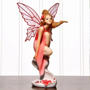 Angel Flower Fairy Sculpture, Pink Girl Statue Resin Crafts Ornaments High-end Wedding Birthday Gift Home Decorations Crafts