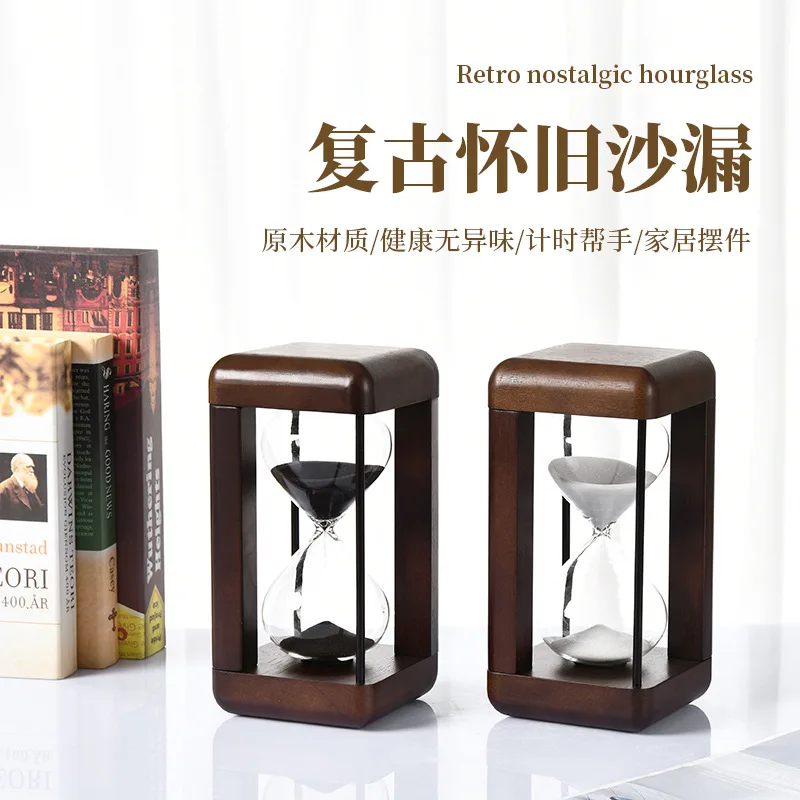 Retro Nostalgic Hourglass, Advanced Wood Glass Hourglass Timer 15 Minutes 30 Minutes Time Gift Home Style Premium Gift - Image 4