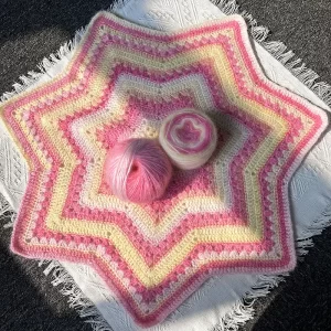 1.5m Gradient Seven-star Blanket, Hand-woven Rose Bouquet Blanket, Crocheted Fresh Flower Lily Of The Valley Blanket Material Pa