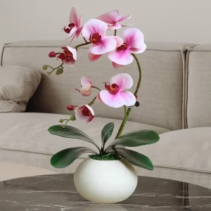 Finished Artificial Flower Ornaments Phalaenopsis Artificial Flower Flower Potted Bouquet Coffee Table Table Suit Ornaments Home