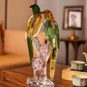 Blue Green Crystal Parrot Ornaments High-end Hotel Living Room Tv Wine Cabinet Soft Decorations Parrot Crafts Ornaments