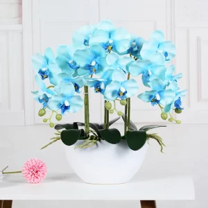 Blue Artificial Flower Phalaenopsis Suit Yellow Pink Wool Material Orchid Bonsai Home Living Room Landscaping Ornaments Table Fl