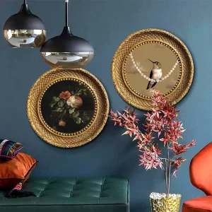 29cm Vintage Light Luxury Outer Frame Porch Decorative Painting Baroque Photo Frame Ornaments French Round Frame Flower And Bird