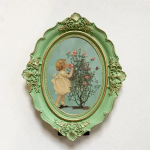 6 Inch 7 Inch Green Embossed Photo Frame European Style Wall Photo Wall Combination Photo Frame Ornaments Oval Retro Carved Embo